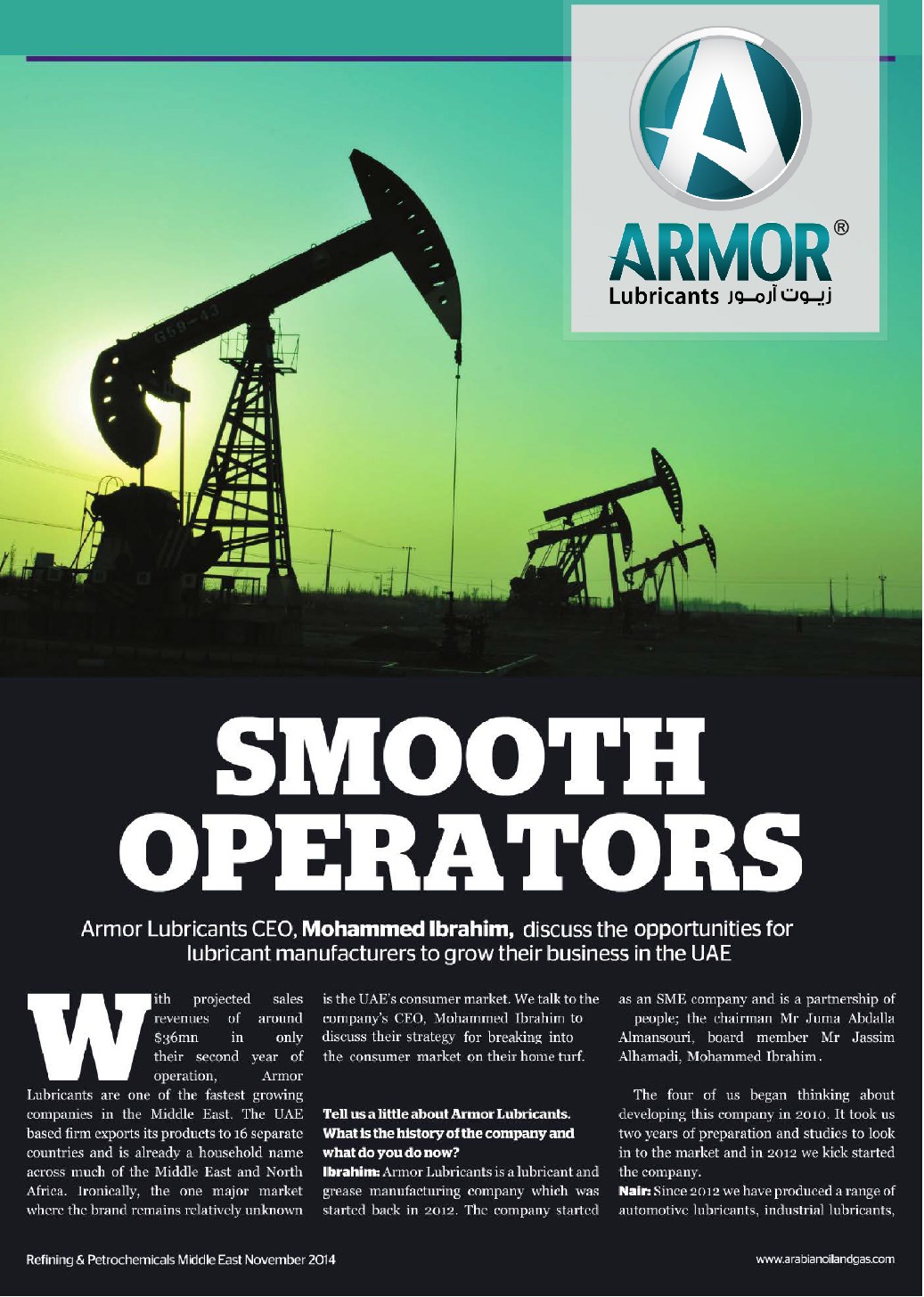Armor Lubricants News Smooth Operator Magazine front Page Image
