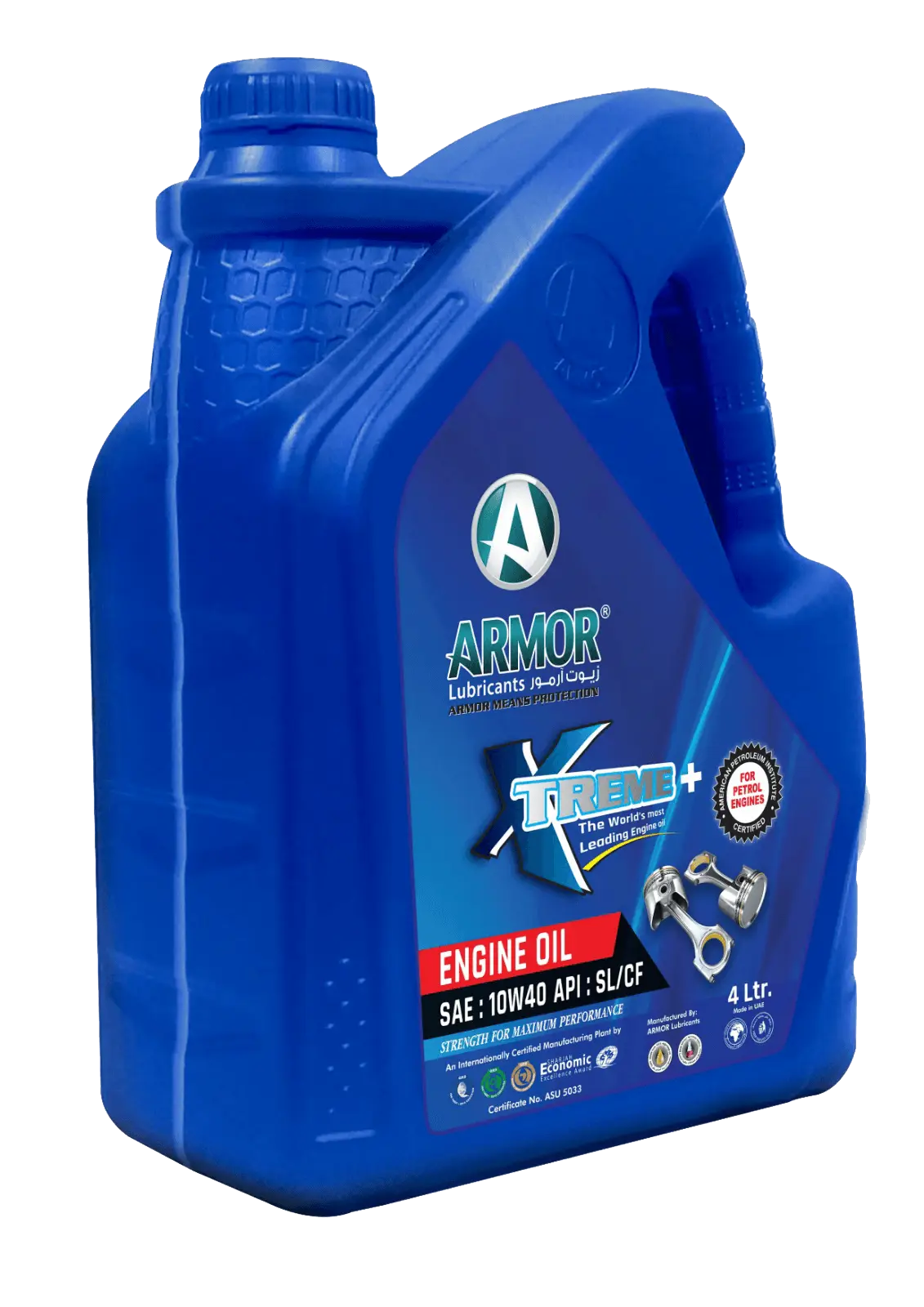 armor lubricants semi-synthetic petrol engine oil 10w-40 api sl cf in 4 liter bottle