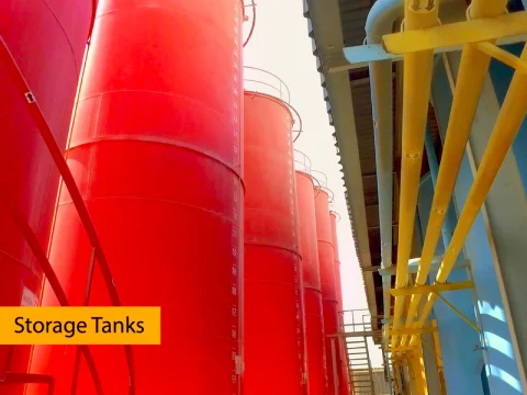 base oil storage tanks at armor lubricants factory in the uae